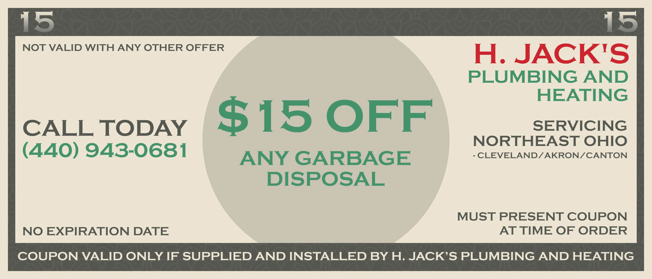 $15 Off Any Garbage Disposal